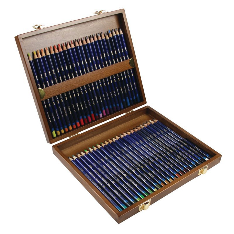 Cutie lemn 48 creioane acuarela Inktense Derwent
