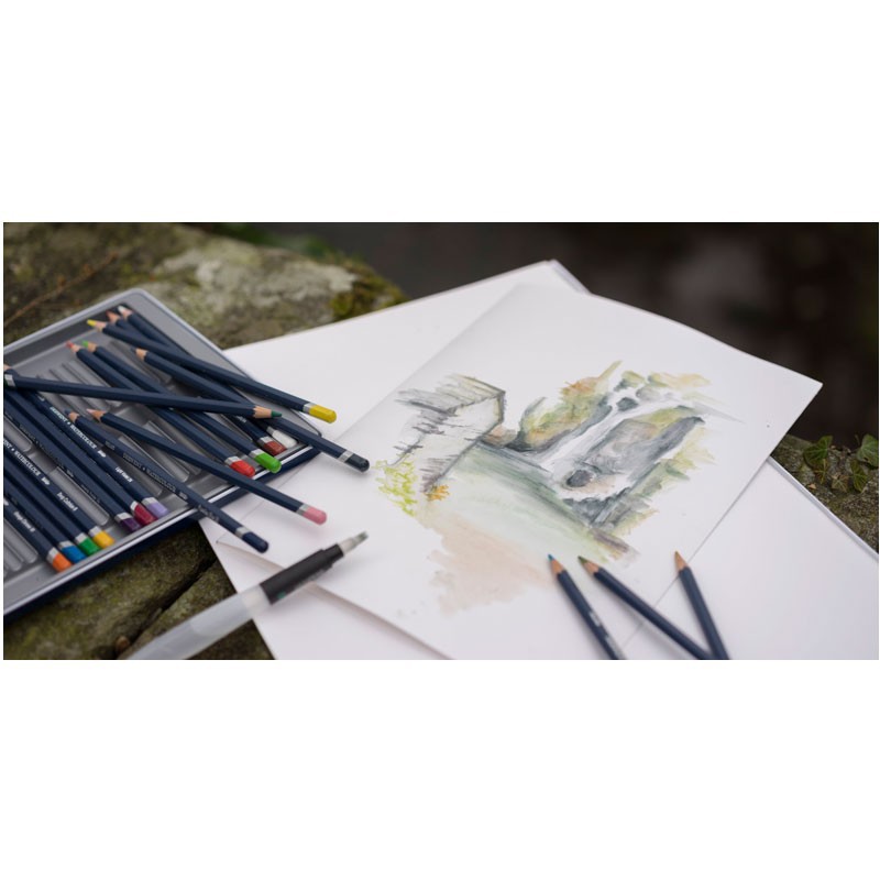 Cutie lemn 48 creioane acuarela Watercolour Derwent