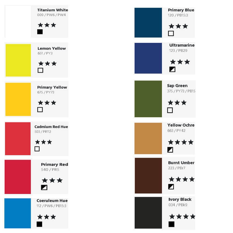 Set 12x22ml culori ulei Graduate Daler Rowney