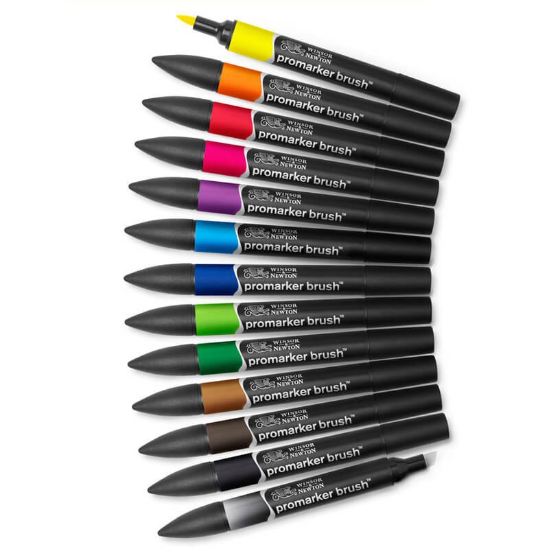 Set 12+1 Promarker Brush Vibrant Tones Winsor & Newton