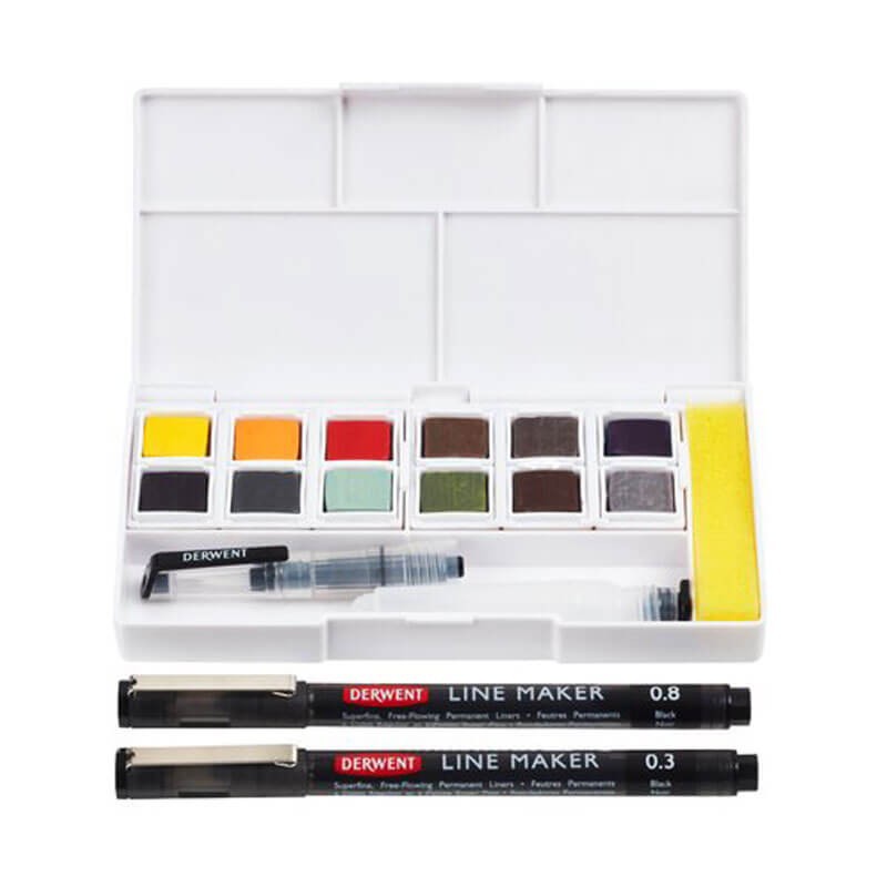 Set Line&Wash Paint Pan Derwent