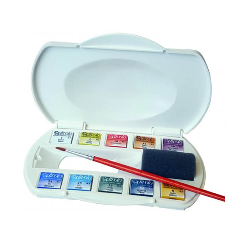 Set cutie plastic acuarela 10 godete Divolo