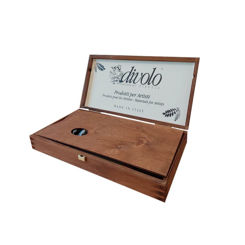 Set caseta lemn 12 culori ulei Divolo