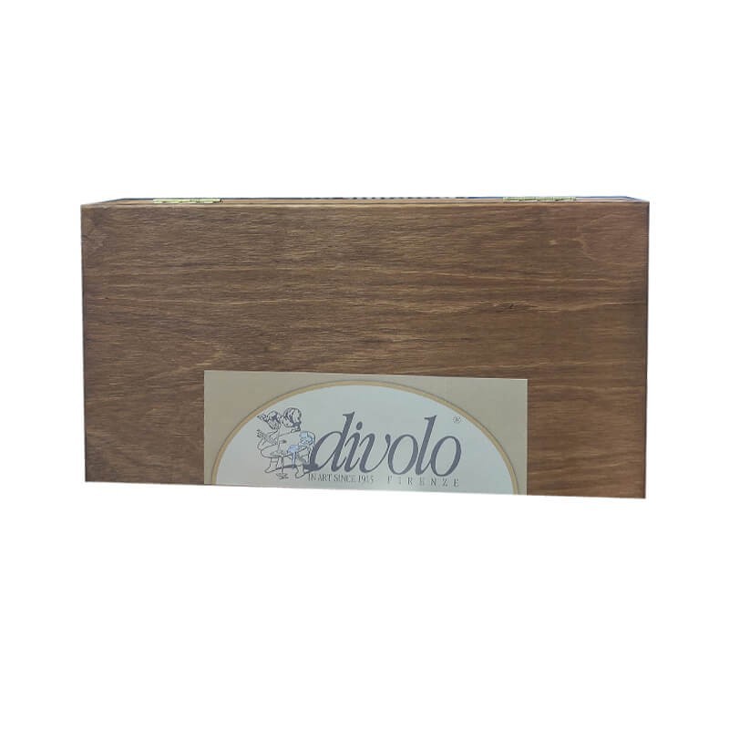 Set caseta lemn 12 culori ulei Divolo