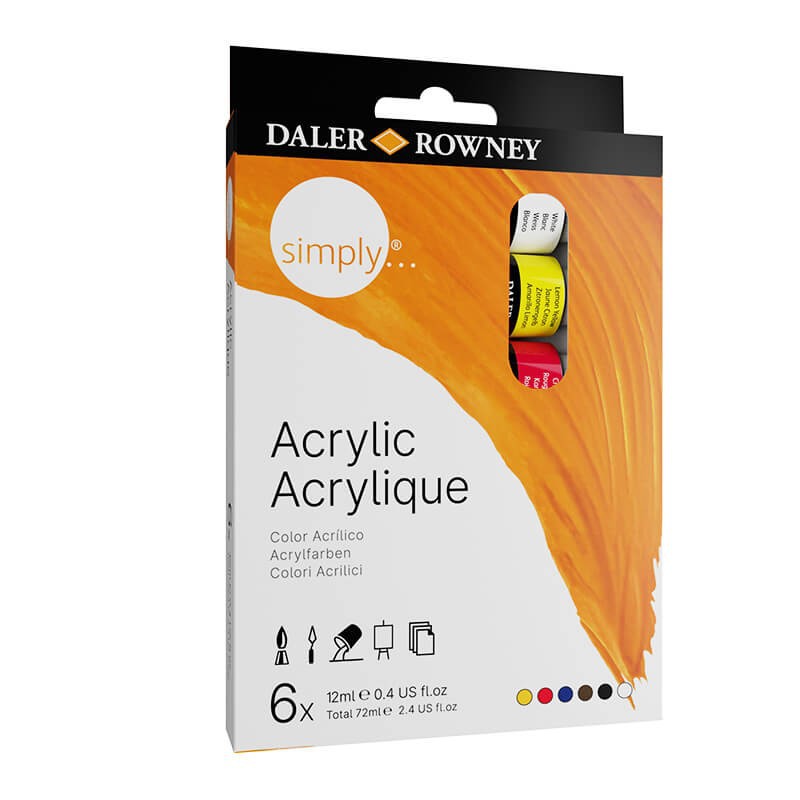Set 6X12ml culori acrilice Simply Daler Rowney