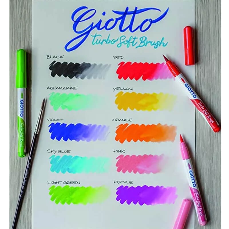 Set 10 markere Turbo Soft Brush Giotto