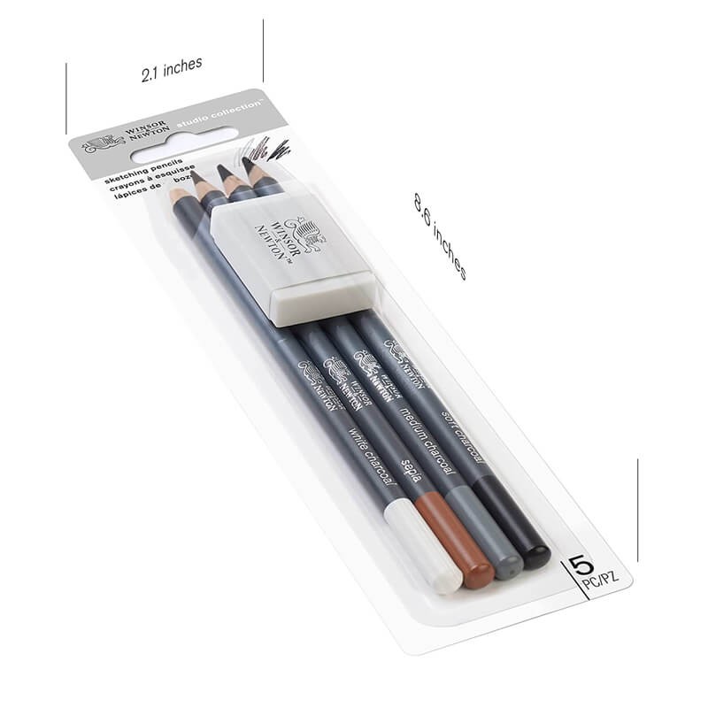 Set 5 creioane carbune schita Medium Winsor Newton