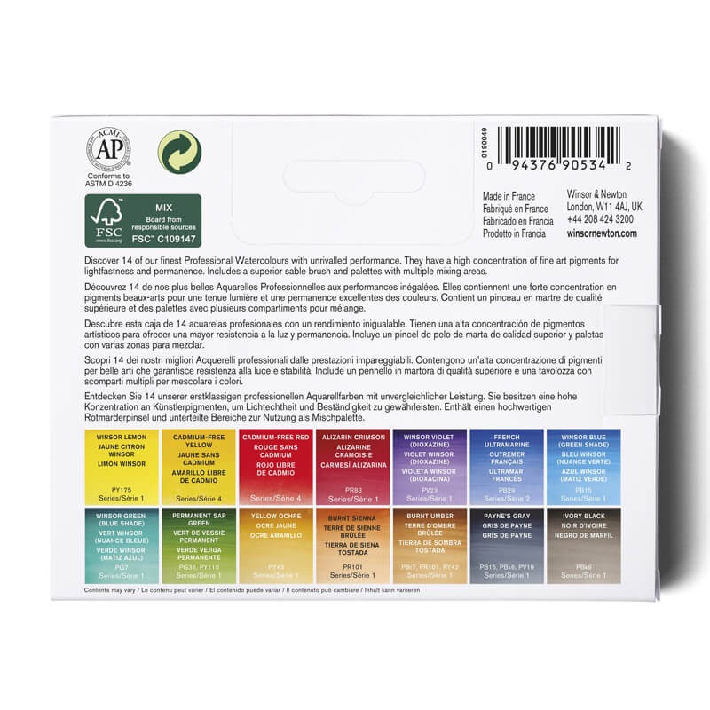 Set 14 godete acuarela Professional Field Winsor & Newton