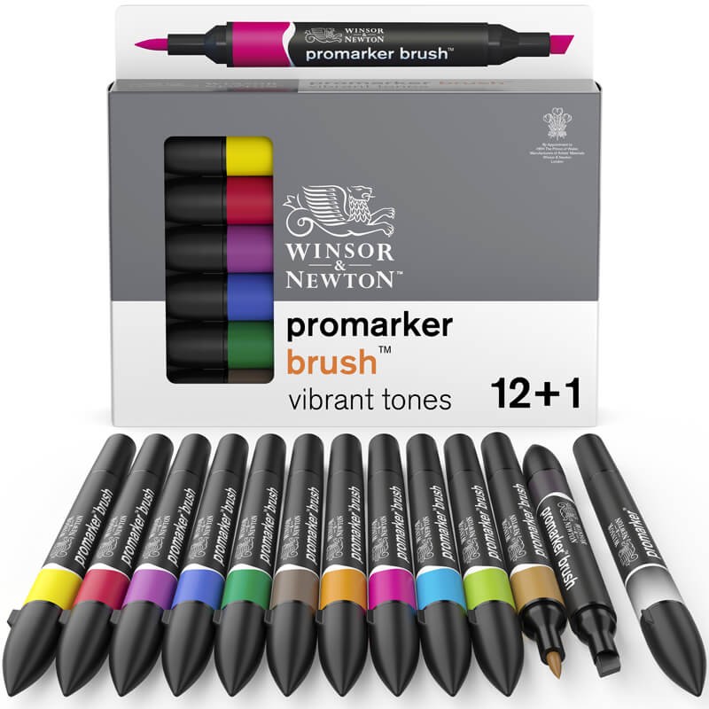 Set 12+1 Promarker Brush Vibrant Tones Winsor & Newton