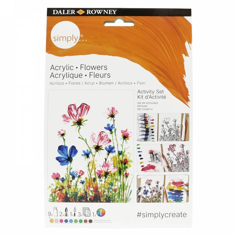 Set pictura acrilice Flowers Daler Rowney
