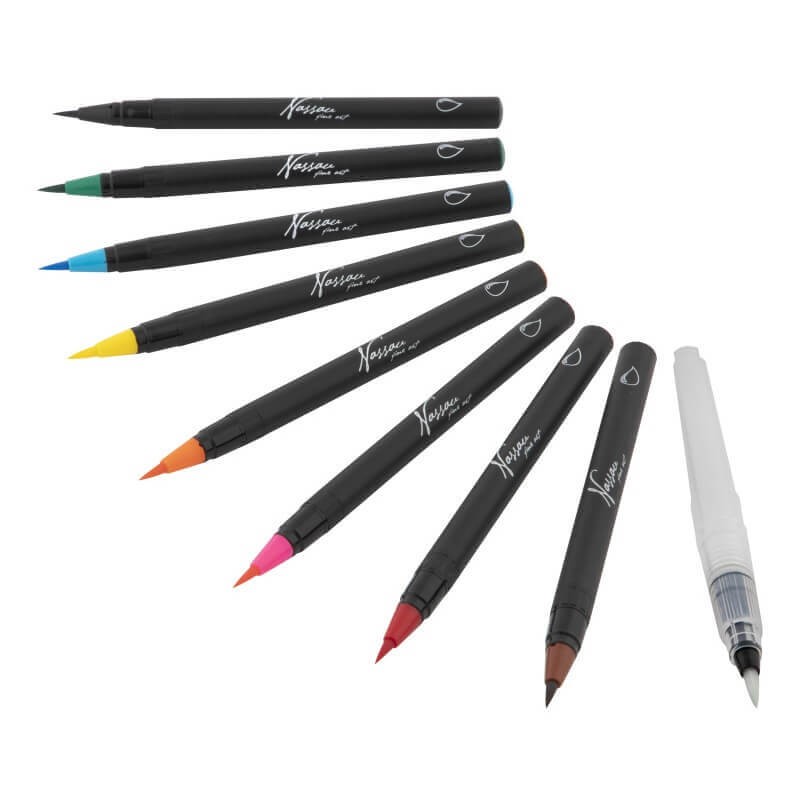 Set 8 brushmarker pensula rezervor Grafix