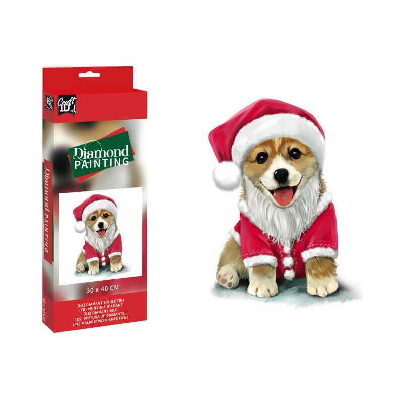 Pictura diamante Dog Craciun