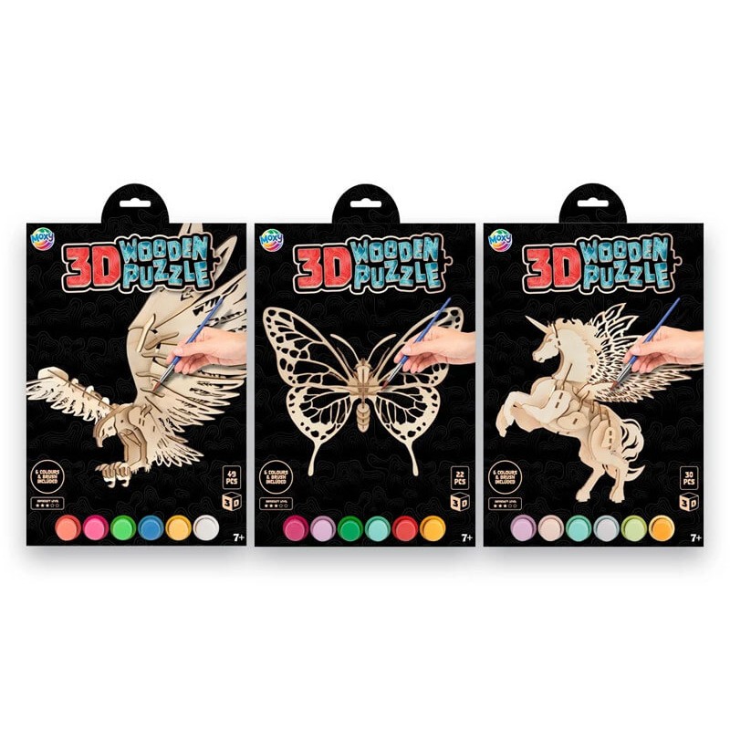 Set creativ puzzle lemn 3D vultur
