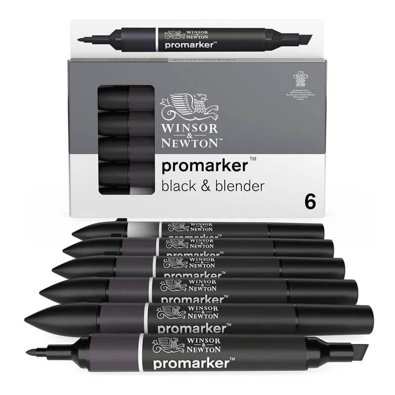 Set 6 Promarker Blacks Winsor & Newton