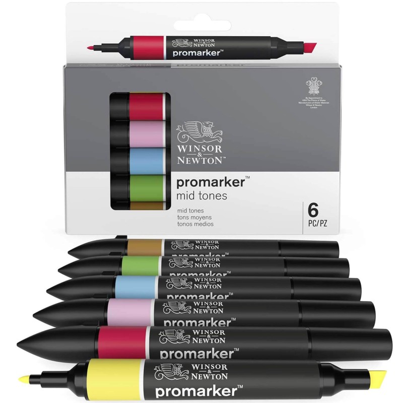 Set 6 Promarker Mid Tones Winsor & Newton