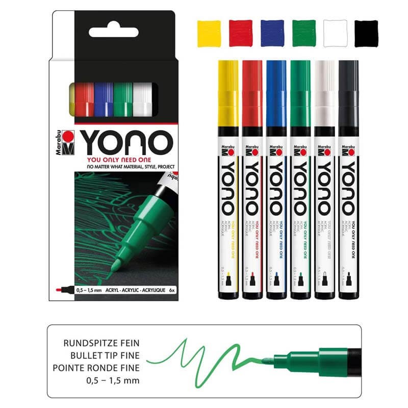 Set 6 markere 0.5-1.5 mm Yono