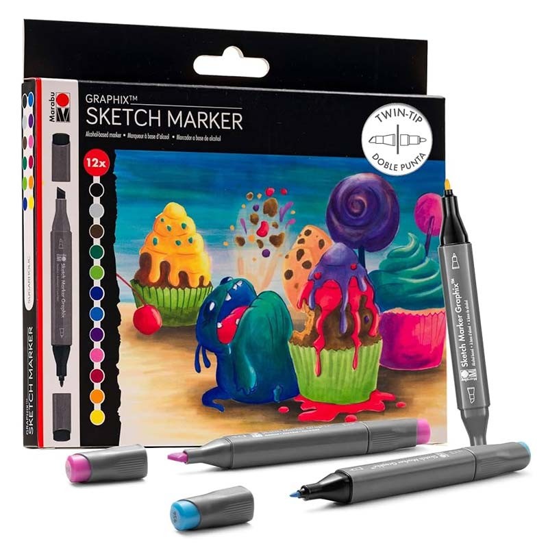Set 12 markere Sketch Sugarholic Graphix