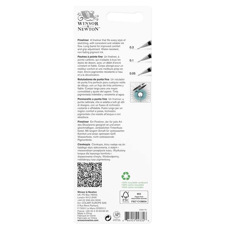 Set 3 fineliner Black Winsor&Newton