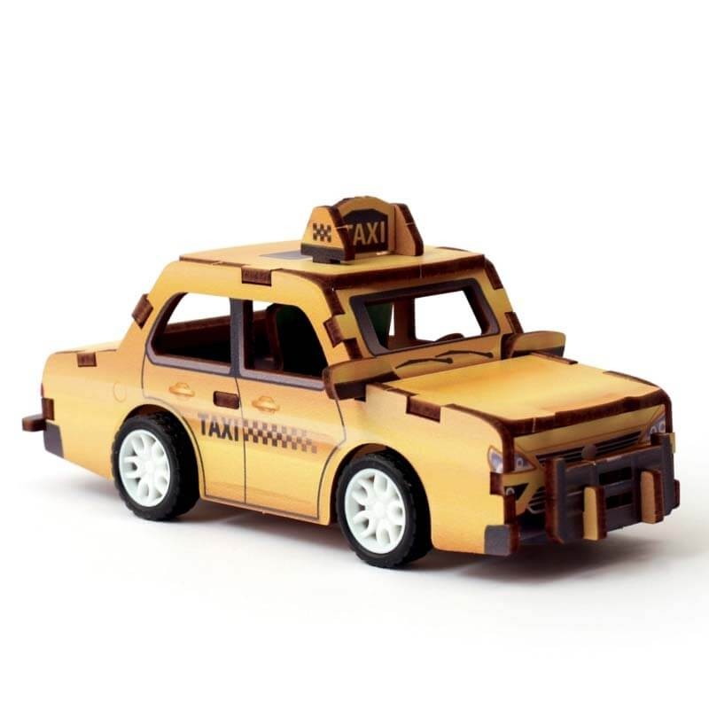 Kit constructie 3D lemn Taxi