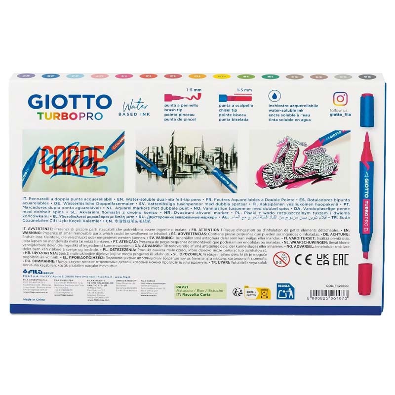Set 15 markere acuarela Turbo Pro Giotto
