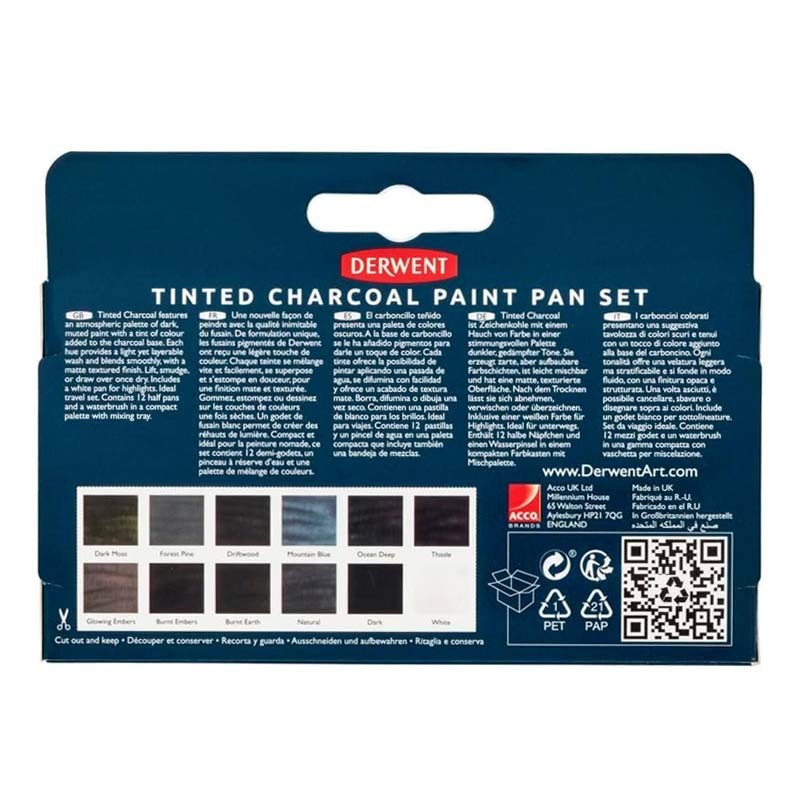 Set Inktense Paint Pan Tinted Charcoal Derwent