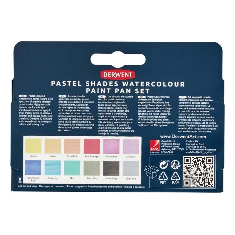 Set 12 Inktense Paint Pan Pastel Derwent