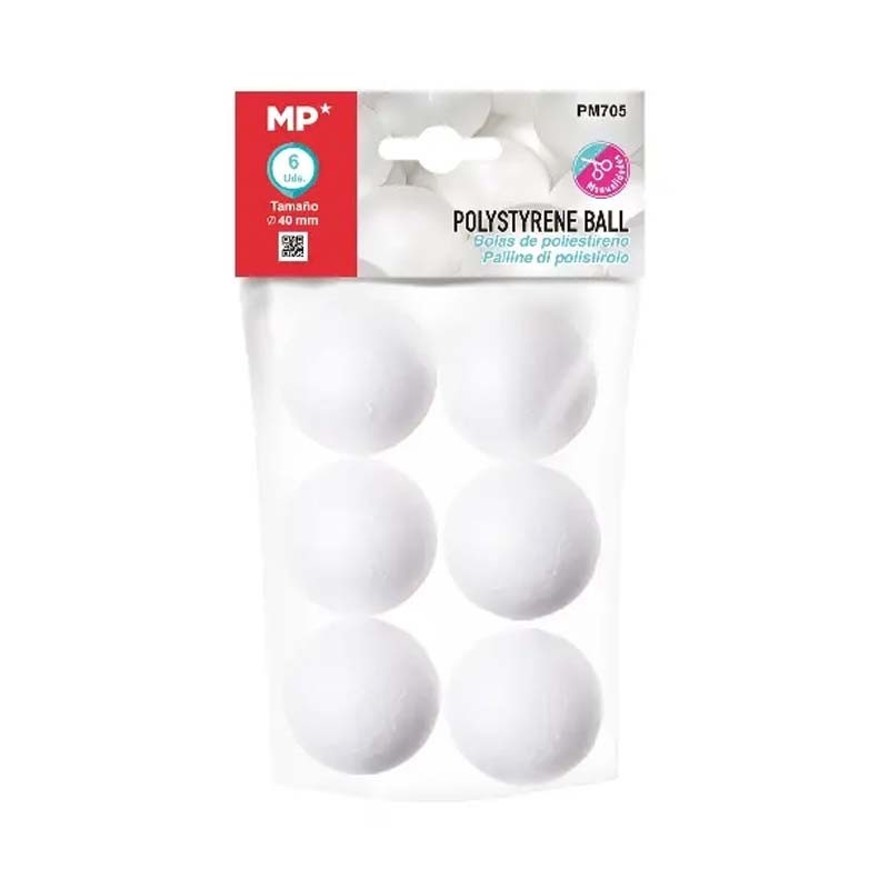 Set 6 bile polistiren 40mm Main Paper