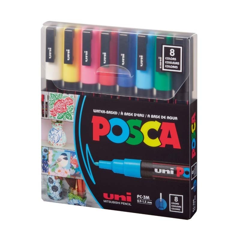 Set 8 markere vopsea 0.9-1.3 mm PC-3M Uni Posca