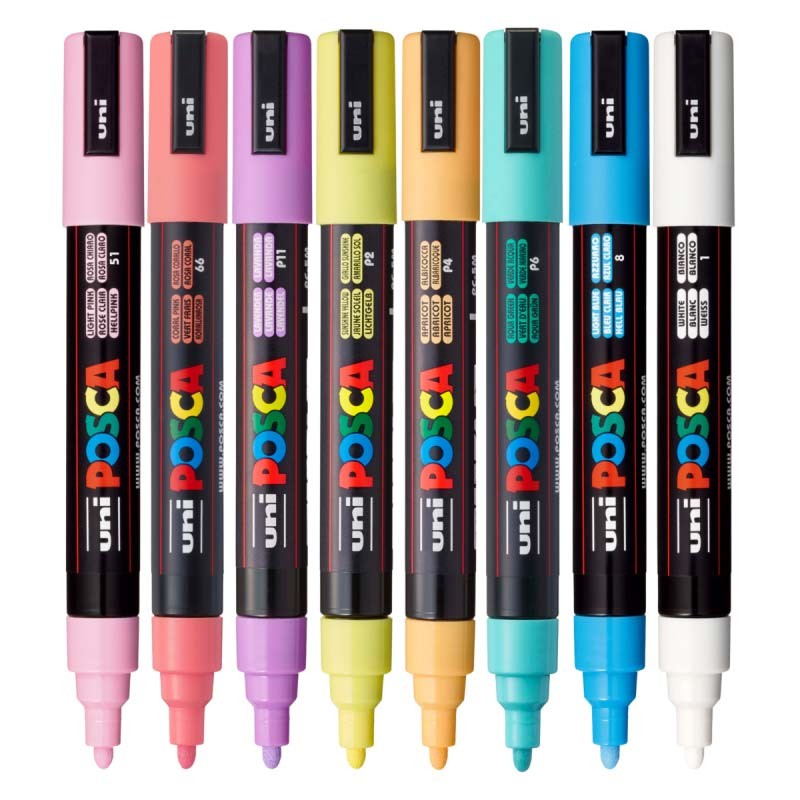 Set 8 markere PC-5M 1.8-2.5mm Pastel M1487 Posca