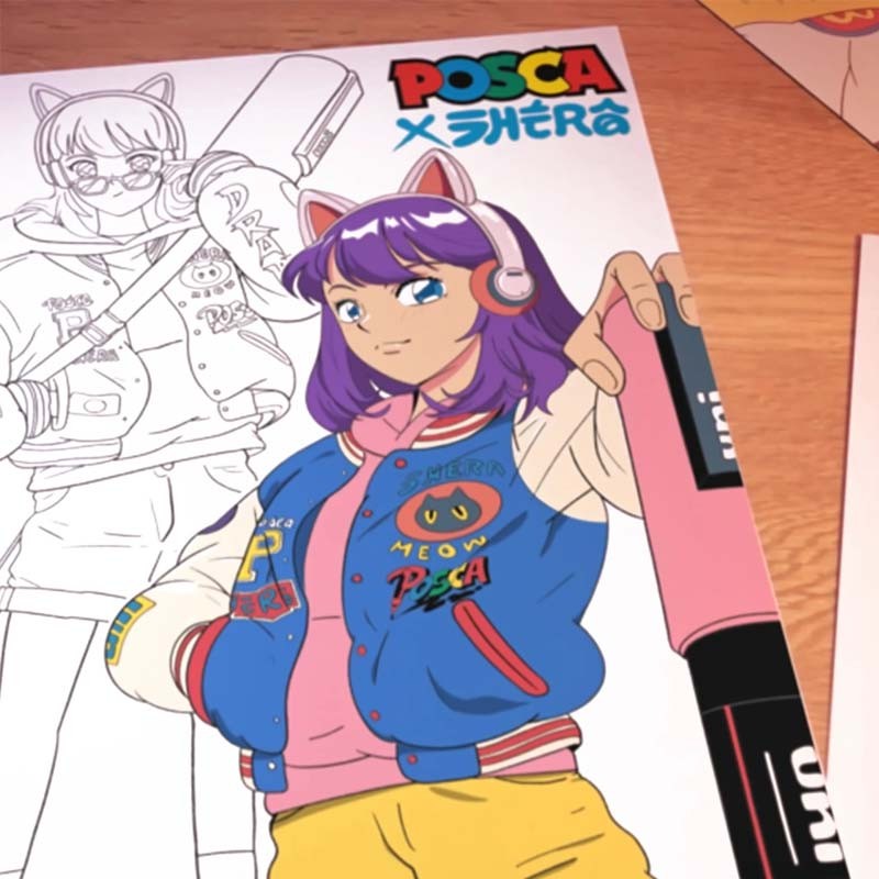 Set 8 markere PC-5M 1.8-2.5 mm Manga Hero Posca