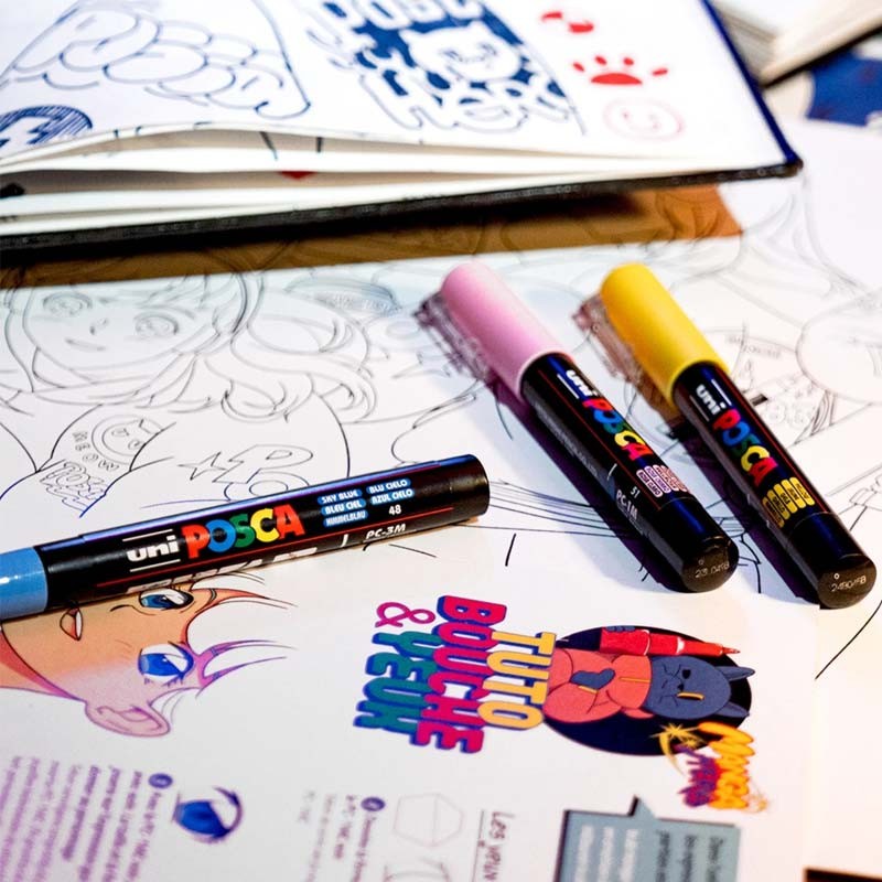 Set 8 markere PC-5M 1.8-2.5 mm Manga Hero Posca