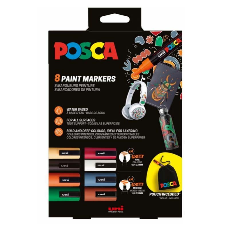 Set 8 markere vopsea PC-5M 1.8-2.5 mm Uni Posca