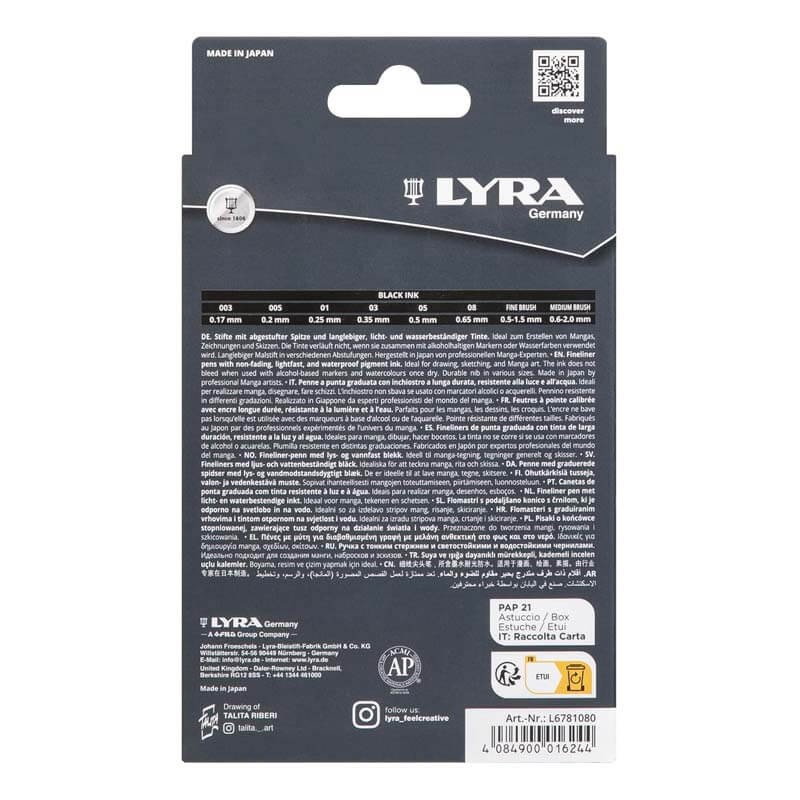 Set 8 linere MangaPen Lyra