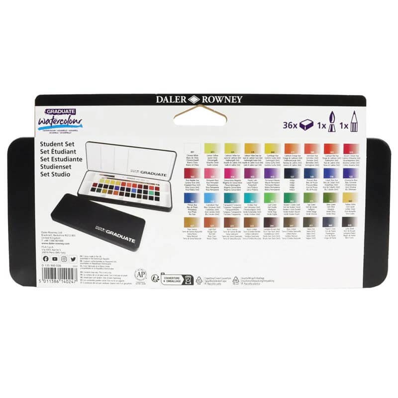 Set 36 acuarele godete Graduate Daler Rowney