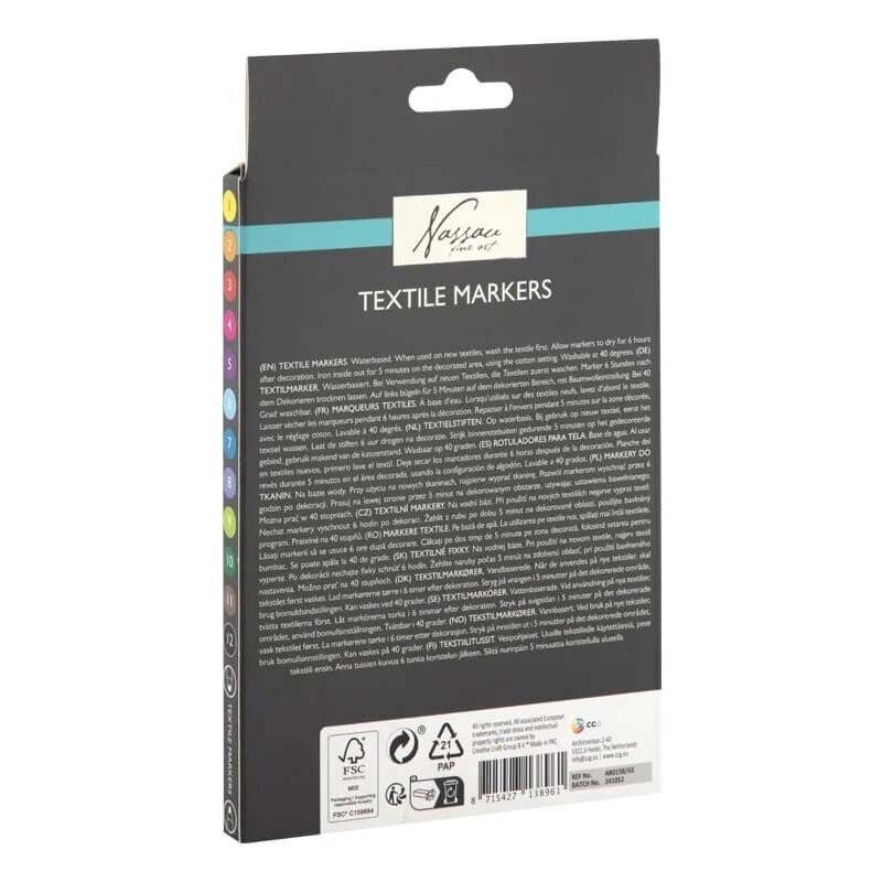 Set 12 markere textile Nassau
