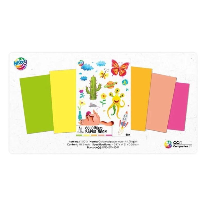 Bloc hartie A4 colorata neon Moxy