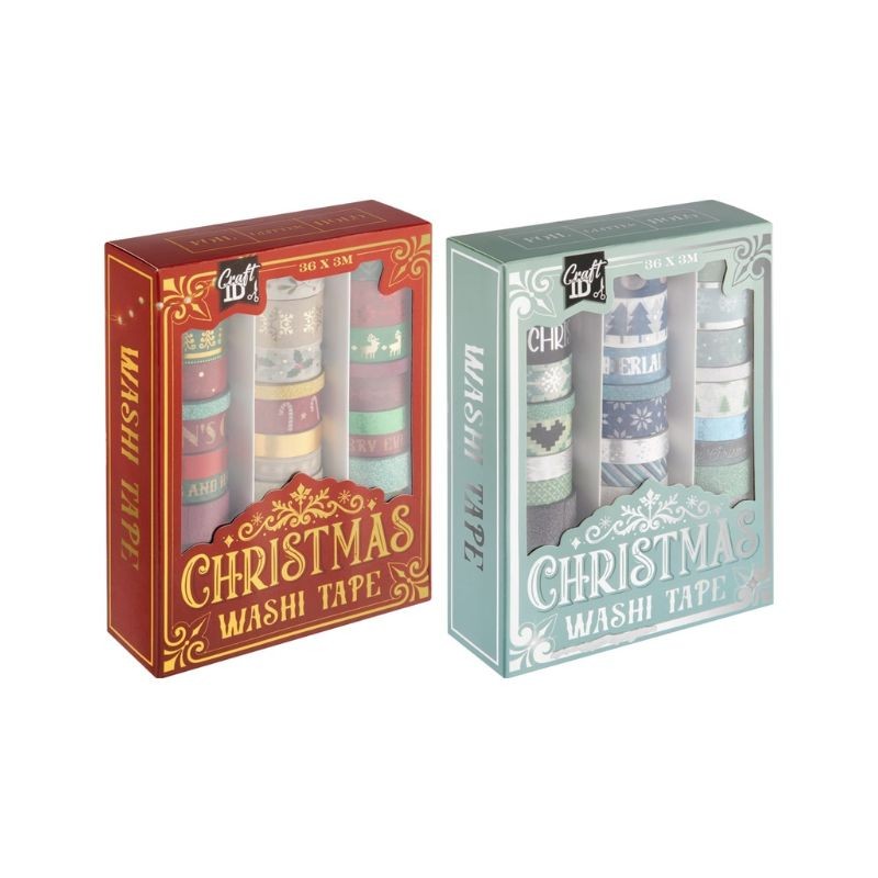 Set 36 banda adeziva Green Christmas washi tape