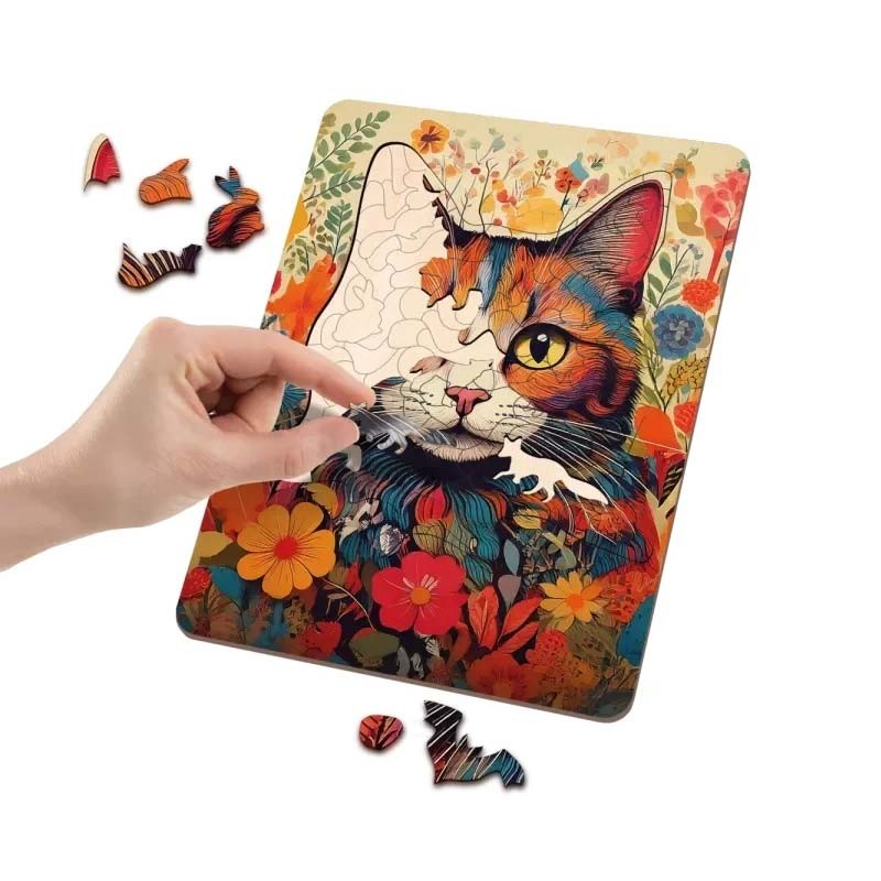 Set creativ wooden puzzle pisica