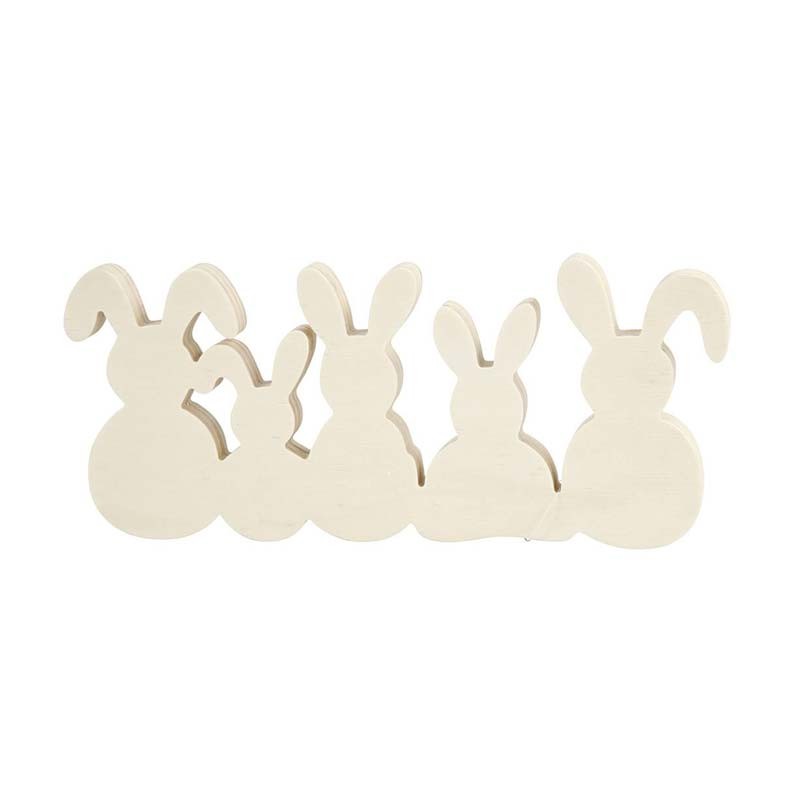 Decoratiune lemn 11x30cm iepurasi
