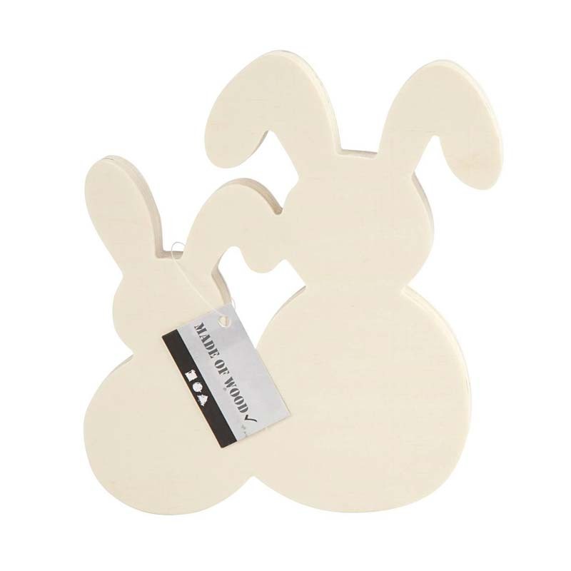 Decoratiune lemn 17x16cm iepurasi
