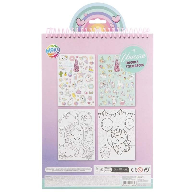 Carte de colorat A4 cu stickere Unicorn