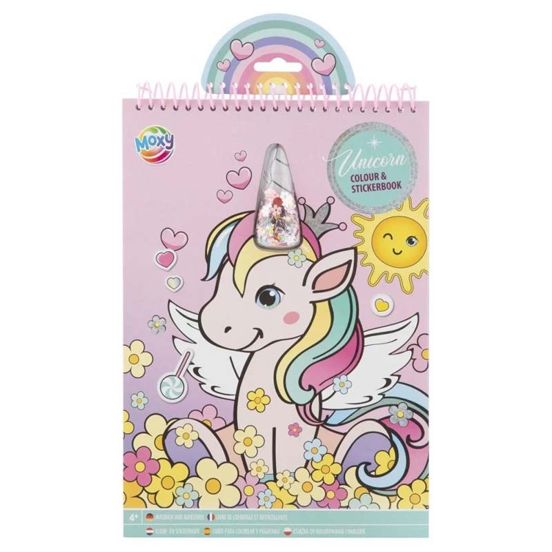 Carte de colorat A4 cu stickere Unicorn