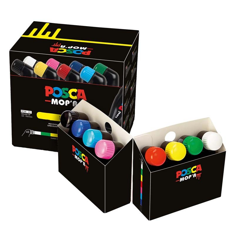 Set 8 markere vopsea 3-19 mm PCM-22 MOP'R UNI Posca