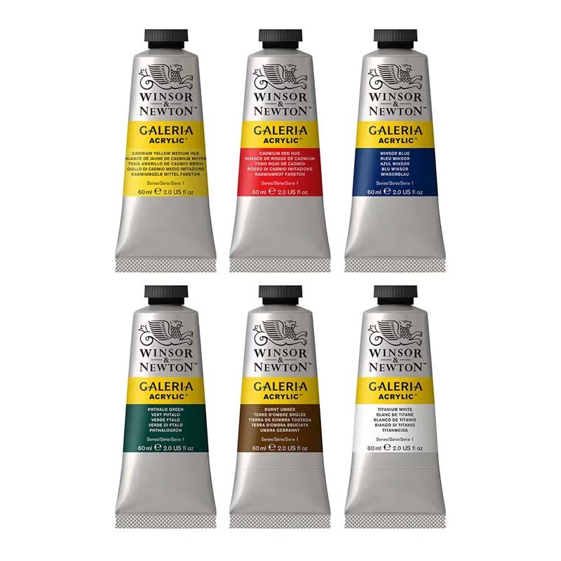 Set 6x60ml culori acrilice Galeria Winsor Newton