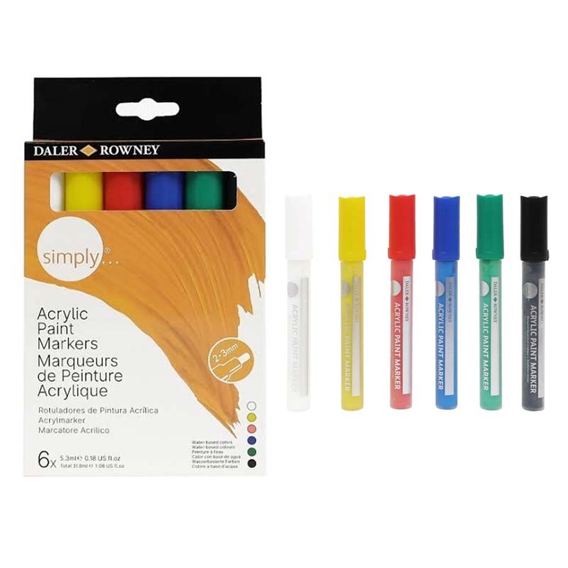 Set 6 markere acrilice Simply Daler Rowney