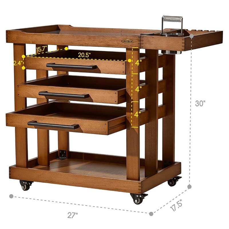 Carucior depozitare accesorii Walnut Deluxe Meeden