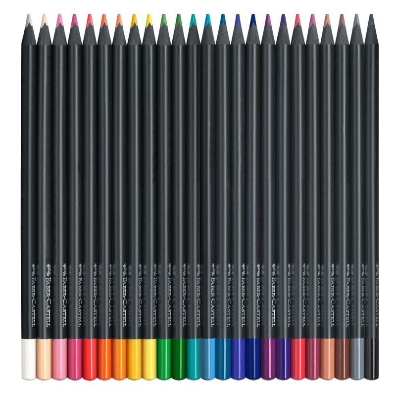 Set 24 creioane colorate Metal Black Edition Faber-Castell
