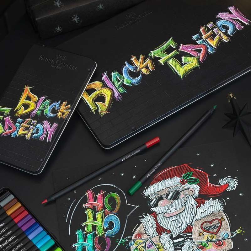 Set 24 creaione colorate Metal Black Edition Faber-Castell