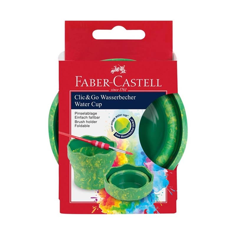 Pahar pictura Click&Go Green Marble Faber-Castell