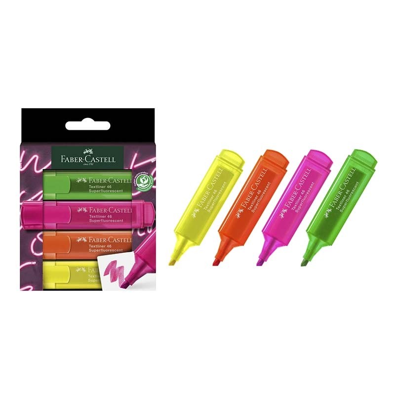 Set 4 marker evidentiator Super Fluo Faber-Castell